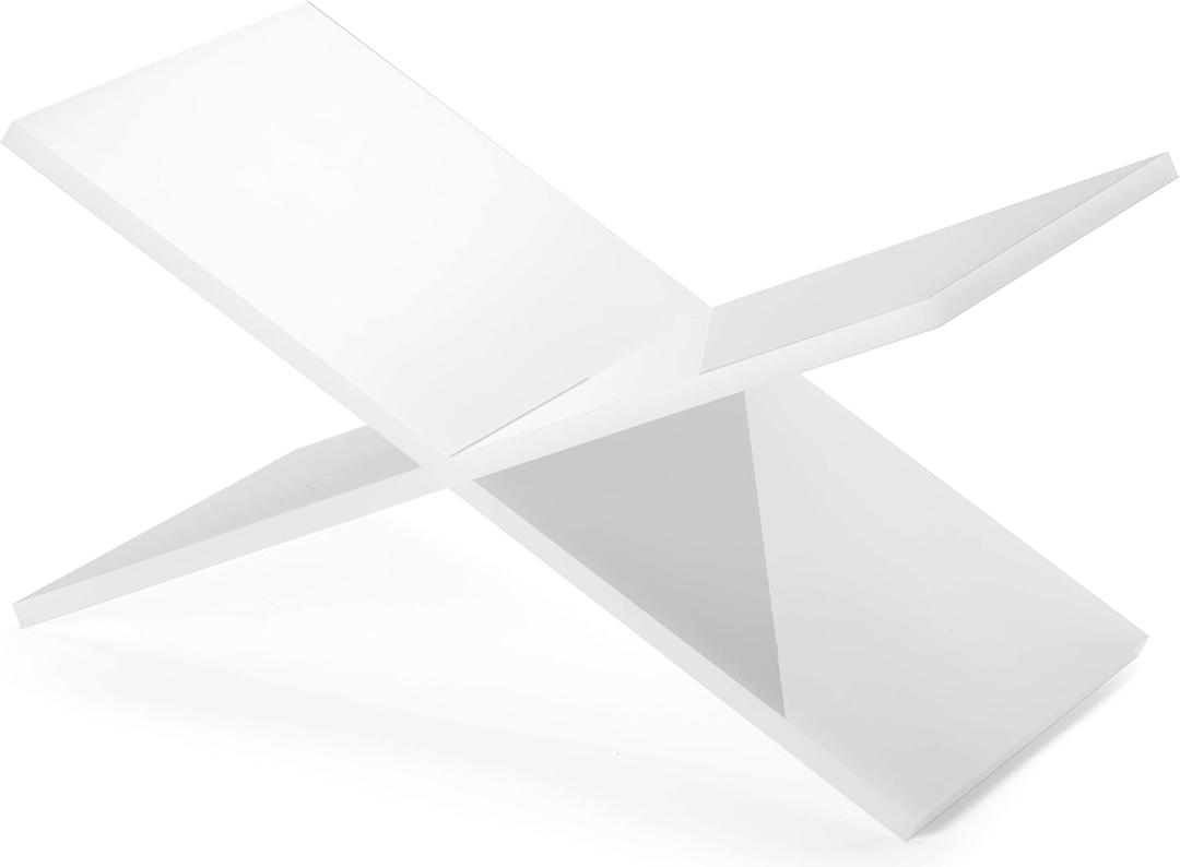 Red Co. Glossy White Acrylic Book Holder 2 Piece Reading Stand for Open and Closed Books, Magazines, Textbooks 6" x 11" x 6"