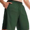 Aolesy Men's Gym Workout Shorts 5"/7"/10" Lightweight Bodybuilding Athletic Shorts Running Training with Zip Pockets (Green, M)