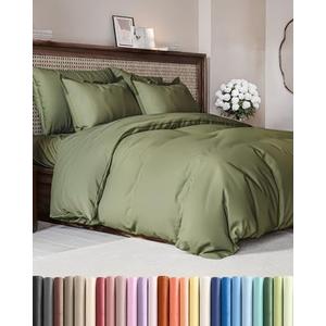 Duvet Cover Full Size - Extra Soft Full Size Duvet Cover - Lightweight, Breathable & Cozy - Easy Care & Fade Free w/Zipper Closures & Ties - 80" x 90" Inches - (Sage Green) Comforter Not Included