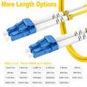49ft/15m Single Mode Fiber Patch Cables OS2 LC to LC, SM Singlemode Fiber Optic Cable 10G SMF LSZH Duplex 9/125m OD 2.0mm (4pack),