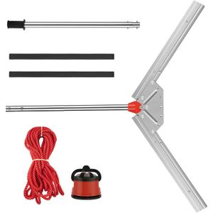 UBALANCE Pond Rake for Aquatic Weeds - Throwable Lake Weed Cutter, Sharp Blade with Cover, Lake Rake for Weeds 37" Cut, 59" Long Handle, 30FT Throw Line