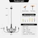 Modern 6-Lights Black Chandelier Large 36.6in Farmhouse Chandeliers Candle Dining Room Light Fixture for Living Room Kitchen Island Foyer Bedroom