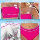 Urchics High Waisted Bikini Sets for Women Color Block Sporty Two Piece Swimsuits Straps Modest Bathing Suits (Pink, M)