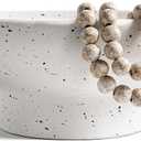 LE TAUCI 10" Ceramic Decorative Bowl, Key Bowl for Entryway, Handcrafted Sturdy Pedestal Bowl, Modern Farmhouse Fruit Bowl for Kitchen Counter, Centerpiece, Speckled White