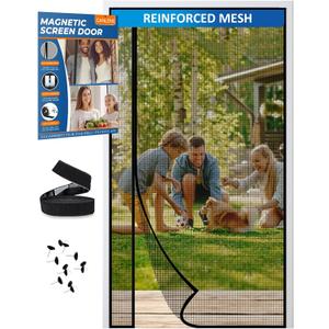 Magnetic Screen Door Left Right Side Opening Polyethylene Terephthalate Mesh Greater Than Fiberglass and Polyester Easy Install Fit Door Size (Fit Door 36"x82"/Screen 39"x84, Black)