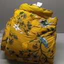 MUSSEL Yellow Bedding Queen Comforter Set 3 Pieces,Vintage Botanical Floral Pattern Bed Comforter Sets, Boho Whimsical Modern Printed Design Cute Seersucker Bedroom Comforter and Shams