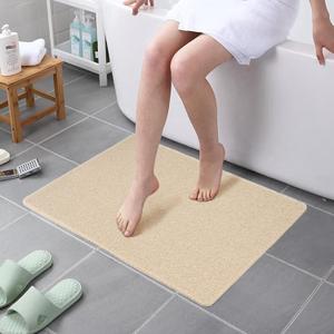 HITSLAM Shower mat Non Slip, 24 x 32 Inch Bathtub Mat Non Slip with Drain, Soft PVC Loofah Shower Bath Mat for Tub, Quick Drying Bathroom Shower Mat, Beige