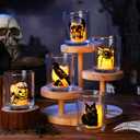 Ziliny 10 Pcs Halloween Horror Glass Candle Jars Empty Containers Bulk 7 oz Halloween Glass Jars with Cork Lids Tins for Holiday Candle Making Storing Biscuits Tea Party Favors Decorations