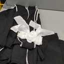 Emery Rose Plus Size Color Black Bow Decor Long Vest Jacket+Black Pants, XL