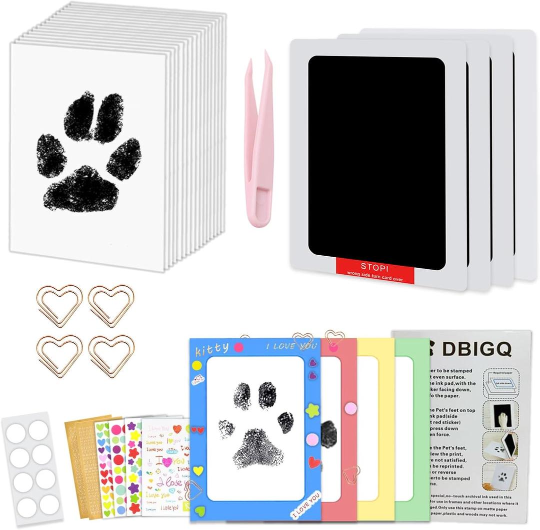 4Medium paw Print kit for Dogs Dog Nose Print kit Pet Paw Print Impression Kit for Dogs Cats Footprint Keepsake Mess-Free Paw Print Stamp Pad for Dogs Cats
