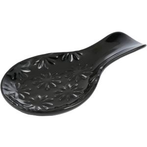 Cooking Spoon Rests for Stove Top, Ceramic Spoon Rest for Kitchen Counter, Ceramic Spatula Rest, and Tableware Rest, Utensil Rest for Stove TopLarge Coffee Tea Spoon RestsKitchen AccessoriesBlack