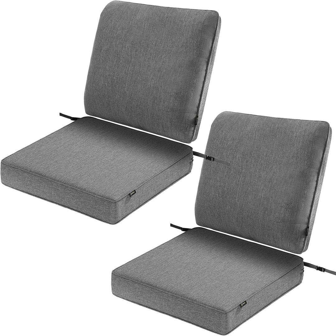 SUNROX 2 Pack Outdoor Chair Cushions Waterproof & FadeShield Patio Furniture Cushions, All-Weather Quick-Dry Deep Seat Cushions with DryMesh Drainage Replacement Cushions for Sofa Couch 23x25 Inch