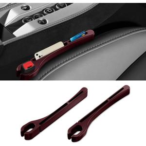 2PCS Car Seat Gap Filler Organizer, 2 in 1 Car Gap Filler with Fill and Storage Function for Storing Phones Keys Cards, Universal Auto Accessories No Drop Seat Guard for Cars, Trucks & SUV (Red)
