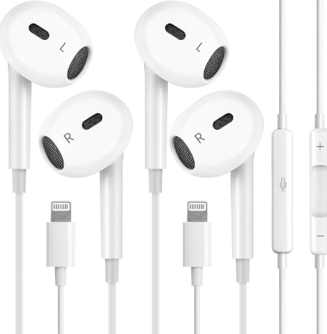 Gnolnuhc 2Pack Wired Headphones (Builtin Microphone & Volume Control) Earbuds for iPhone 14 EarphonesPlug&Play