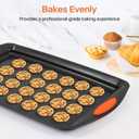 3-Pack Baking Sheet Pan Set, Nonstick Cookie Sheets with Orange Silicone Handles, Easy to Clean Bakeware Trays for Oven Roasting & Baking