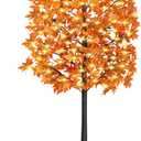 8FT 210 LED Lighted Maple Tree - Thanksgiving Decor Artificial Fall Tree with 21 Branches, 21 Acorns 420 Leaves, Remote 8 Flashing Modes, Timing, DC 5V Safe for Outdoor Wedding Party Autumn Decor