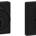 Kwikset 660 Deadbolt Lock, Matte Black Square Exterior Keyed Front Entry Door, Pick Resistant SmartKey Rekey Security, Single Cylinder Dead Bolt