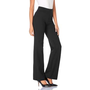 Tapata Women Dress Pants 28"/30"/32"/34" High Waist Stretchy Bootcut Pants Tall, Petite, Regular for Office Business Casual (X-Large/28" Inseam, Black)