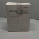 downluxe Linen Texture 3 in 1 Farmhouse Shower Curtain Set with Tassel, Boho Fabric Shower Curtains for Bathroom, White, 72W x 78L