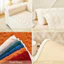vctops Boho Jacquard Plush Sofa Cover Fluffy Fuzzy Couch Cover for Dogs Soft Cozy Non Slip Sectional Sofa Slipcover Washable Furniture Protector for Kids, Pets (Cream,28"x35")
