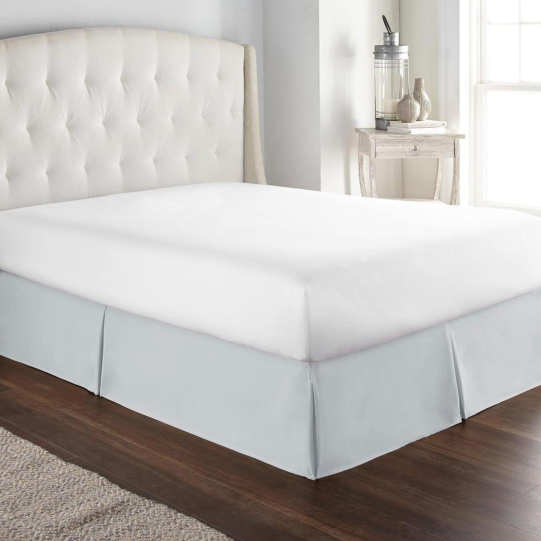 HC Collection Bed Skirt King Size, Soft Microfiber Box Spring Cover, 14" Inch Drop King Bed Skirt, Wrinkle & Fade Resistent - Ice Blue