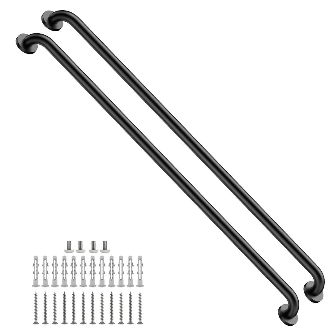 ZUEXT 2 Pack 48 Inch Extra Long Black Bathroom Grab Bars, 1.25" Diameter