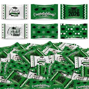 Naucoos 300 Pcs Green and White Graduation Mint Candies 37oz - Congrats Grad Individually Wrapped Cream Mints Candy Bulk Class of 2026 Graduation Party Favors Goody Bag Fillers Candy Table Treats (EXP 03/20/27)
