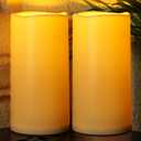 Homemory 6" x 12" Extra Large Outdoor Waterproof Candle with Auto 6-Hour Timer, Ivory Plastic Made, Long Last for Half A Year, Set of 2
