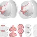 2 Pack 24mm Full Breast Pump Kits Compatible with Momcozy Upgraded Mobile Flow M9, Upgraded M9 Full Set Parts Including 24mm FlnageX2, Red ValveX2, Red DiaphragmX2, Container with Silicone LipX2
