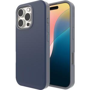ZAGG SoHo Snap Case for iPhone 16 Pro - MagSafe Compatible, 10ft Drop Protection, Graphene-Infused, Wireless Charging, Eco-Friendly, Two-Tone Design, Navy Blue Gray