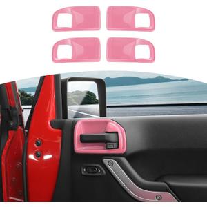RT-TCZ for Jeep JK Inner Door Handle Cover Bowl Trim Fit for Jeep Wrangler JK JKU 2011-2017 4DR Pink Interior Accessories 4pcs