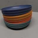 12 Pcs Unbreakable Deep Dinner Plates Set, 9 inch Reusable Plastic Wheat Straw Plates, Microwave and Dishwasher Safe Plate for Kitchen, Lightweight Plate for Dessert, BPA Free, 4 Colors