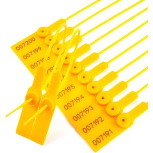 100 Plastic Security Seals,Pull Tite Tags Numbered Disposable Self-Locking,Tamper Tie 280mm Length,Use for Truck,Trailer,Container,Bag Mark,Anti Opening Package (Yellow)
