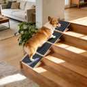 Pet Stair Ramp for Small Dogs, 4 Pack Foldable Wooden Dog Steps for Stairs, Anti-Slip Low-Angle Support for Senior, Short-Legged & Injured Pets