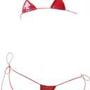 JasmyGirls Leather Micro Bikini Extreme Anime Lingerie Sexy Cosplay Outfit Japanese Bra Panty Set Two Piece Thong Swimsuit (X-Small - X-Large, Red)