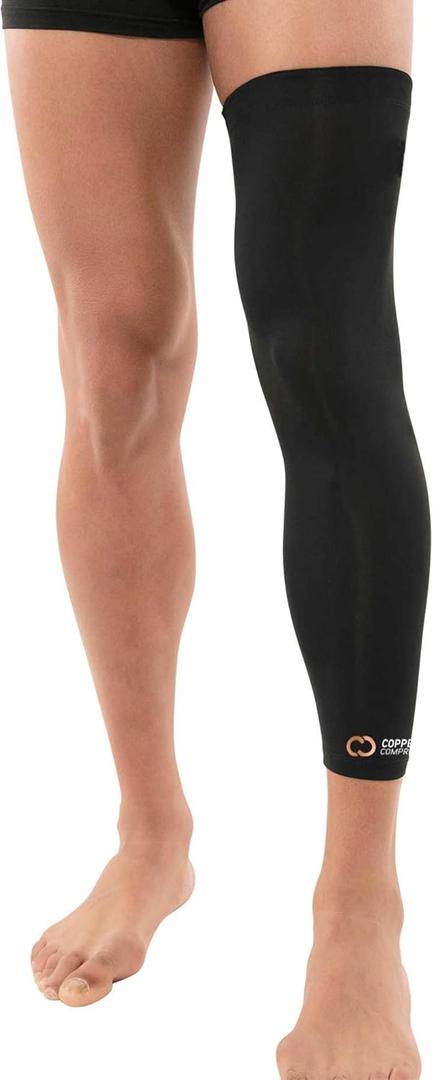 Copper Compression Leg Compression Sleeve - Copper Infused Knee Stabilizer Brace for Running, Meniscus Tear, ACL, MCL, Arthritis, Joint Pain Relief - Thigh & Calf Support for Men & Women (Medium, Black)