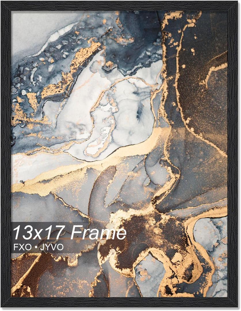 Engineered Wood 13x17 Picture Frame, Black Frame for 13 x 17 Inch Picture Poster Photo, Light Weight 13 by 17 Frame with Wood-grain for Wall - 1 Pack/Black/13 x17