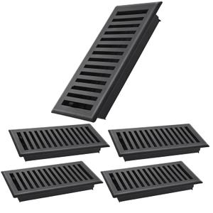 5 Pack Floor Register 4x10 Inches, Heavy Duty Walkable Floor Vent Covers, Easy Adjust Air Supply Lever Decorative Floor Vents - Vent Covers for Home Floor - Matte Black