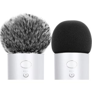 ChromLives Mic Cover Compatible with Blue Yeti, Microphone Windscreen, Foam Cover Furry Wind Muff Compatible with Blue Yeti, Yeti Pro CondenserCombo 2Pack