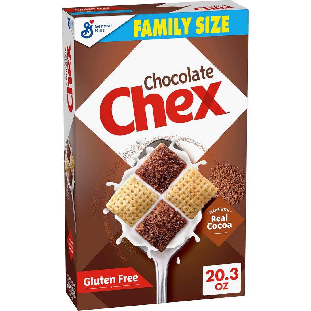 Chocolate Chex Cereal, Gluten Free Breakfast Cereal, Made with Whole Grain, Family Size, 20.3 oz (EXP 05/21/26)