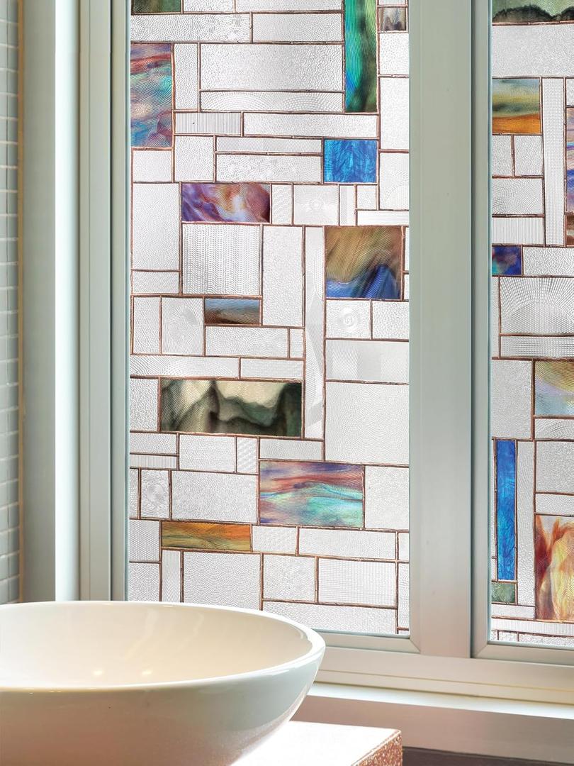 Artscape Horizon, Privacy Window Film with Vibrant Colored Pattern, Non-Adhesive & UV Protection, Easy to Apply & Removable, 24 x 36 Inches