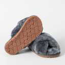 Enteer Girls Fluffy Slippers Memory Foam Soft Plush Cross Band House Shoes Indoor Outdoor Slip On (Gray)
