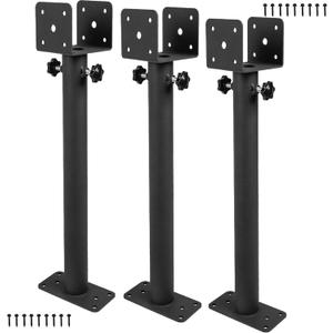 3PCS Roof Riser Brackets, Pergola Roof Riser Beam Brackets Roof Mount Pergola Bracket, Adjustable Roof Riser Hardware, 3-1/2" Saddle Black