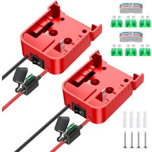 2 Packs Power Wheel Adapter for Milwaukee M18 Battery Adapter 18V Power Wheel Battery Conversion Kit with Switch, Fuse & Wire Terminals, 12AWG Wire, Power Connector for DIY Rc Car Toys and Robotics