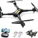 Drone with Camera, SYMA X600W Foldable 1080P FPV Camera Drones for Adults Kids Remote Control Quadcopter Gift Toys for Boys Girls with Altitude Hold, Headless Mode, One Key Start, 3D Flips 2 Batteries (Black)