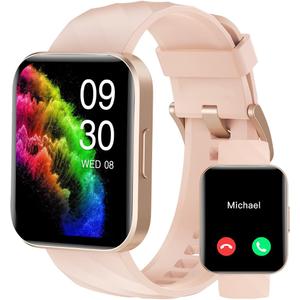 RUIMEN Smart Watches for Women Men (Answer/Make Calls) Compatible with iPhone/Android Phones, 1.85" HD Screen Fitness Tracker Heart Rate Monitor 100+ Sports Tracker Watch Waterproof (Pink)