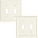 2-Pack Double Toggle Light Switch Cover Plate, Durable Natural Bamboo Fiber Decorative Switch Plate Covers, Light Almond 2 Gang Wall Plate, Corrosion Resistant