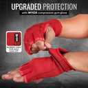 2 x WYOX Boxing Hand Wraps Inner Gloves Men Women, Half Finger Under Mitts with Elasticated Bandages for Fist Protection, Ideal for Muay Thai, Kickboxing, MMA, and Martial Arts, Perfect for Training (L/XL (22-26cm), Red)