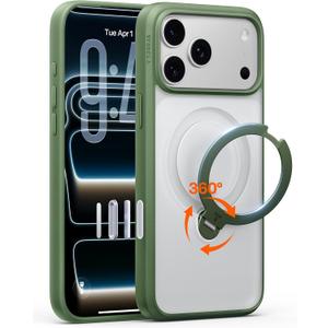 TORRAS Q3 Spin for iPhone 17 Pro Max Case with 360 Magnetic Stand, Camera Control, Fit for MagSafe, 4X Military-Grade Shockproof Case for iPhone 17 Pro Max Phone Case with Stand, Alpine Green