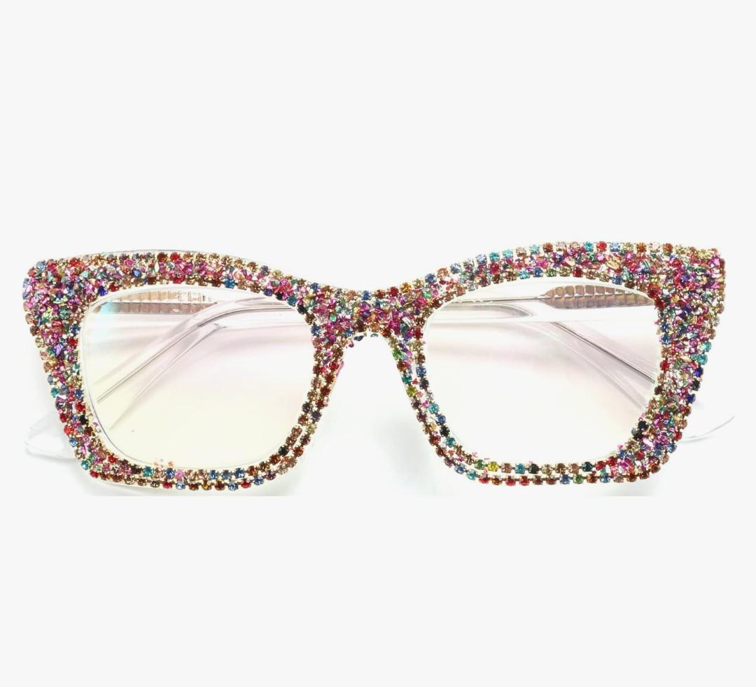 Oprah style Bling Rhinestone Square Reading Glasses For Women Shiny Diamond Blue Light Blocking Eyeglasses +1.5
